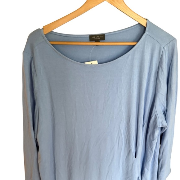 The Limited women’s 1X Blue Side Gather Rayon Knit Stretch Career Asymmetric - Picture 4 of 11